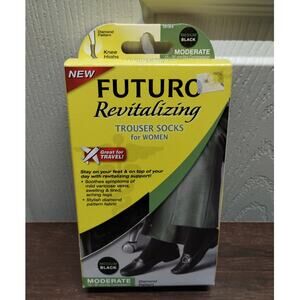 Futuro Size M Revitalizing Women's Black Knee High Trouser Socks Mod Compression